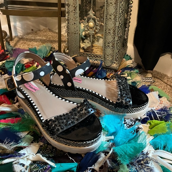 Betsey Johnson Shoes - Black and White Polka Dot Sandals